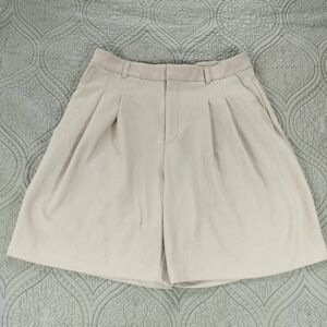 Maeve Anthropologie Avery Pleated Trouser Shorts Buttercream Womens Size 12 Ecru
